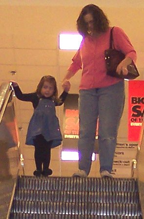 "My first time ever riding the escalator!"