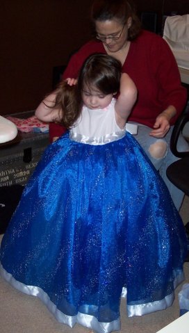 "Mommy made me a Cinderella gown!"