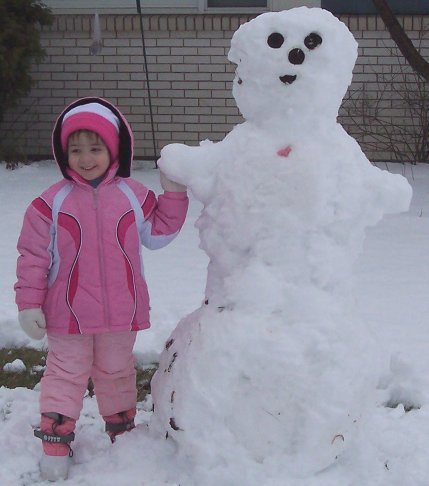 "My first snowperson ever!&nbsp; I used Oreos for the face."
