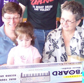 "Aunties Lisa and Mary gave me a keyboard!" (May 28)
