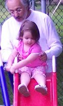 "Going down my new slide."