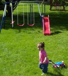 "I got a swing set and a lawn mower for my birthday."