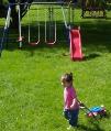 I got a swing set and lawn mower for my birthday.