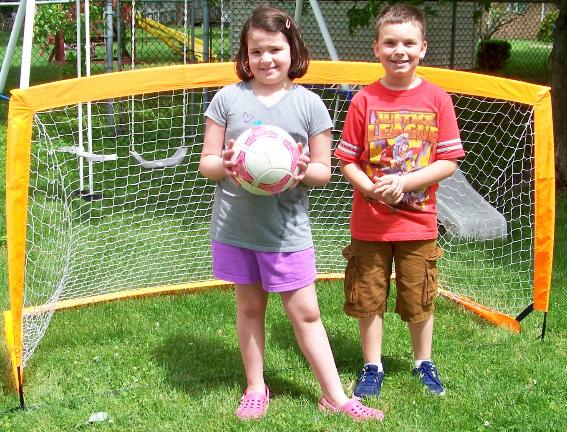 My new soccer net from Grandma and Grandpa!