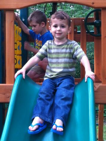 Johnny's favorite is the slide.
