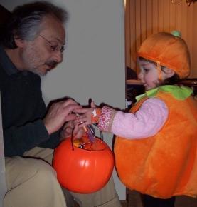 I was disguised as a pumpkin again this year.