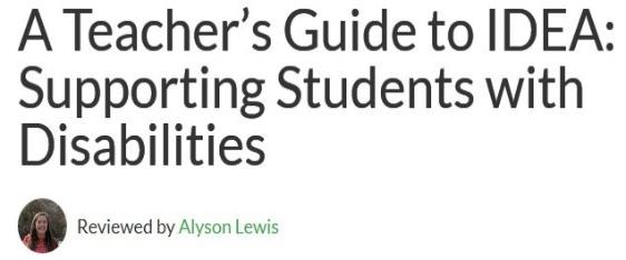 A Teacher's Guide to IDEA